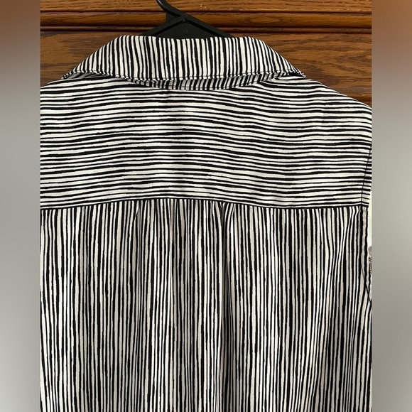 Black & White Pin Stripe Maxi Shirt Dress Front Pockets Size M - Picture 4 of 7